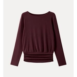 OGL Light Warm Round Neck Side Ruched Top Ruby Sz XL NWT Relaxed Flattering Fit